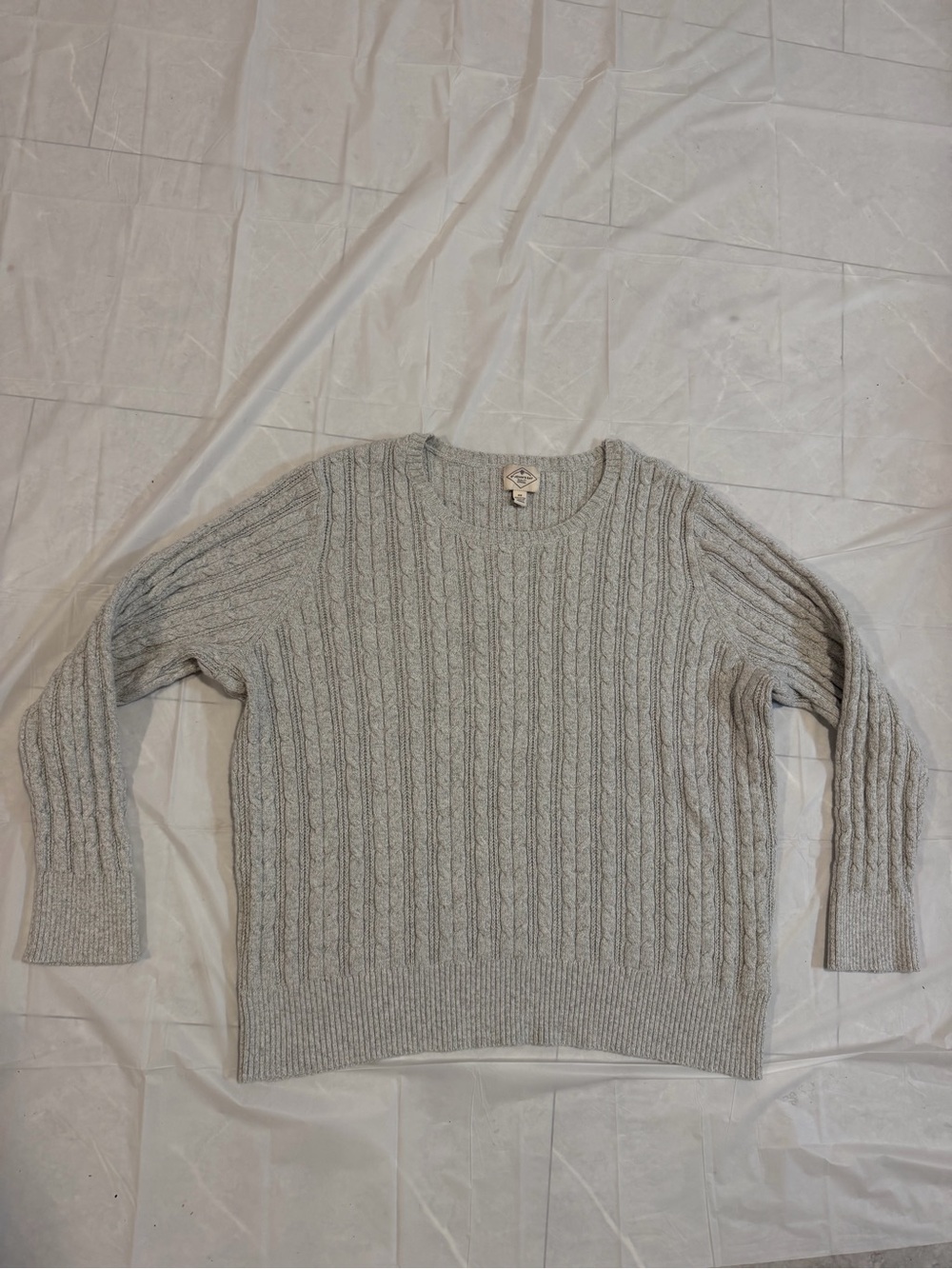 St. John's Bay Light Gray Cable Knit Crewneck Sweater